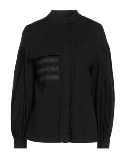 Dondup Woman Shirt Black Size 8 Cotton, Elastane