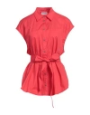Dondup Woman Shirt Coral Size 6 Cotton, Elastane In Red