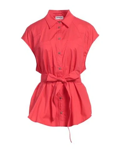 Dondup Woman Shirt Coral Size 6 Cotton, Elastane In Red