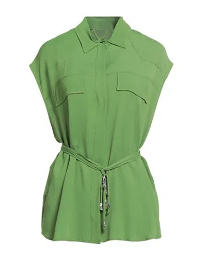 Dondup Woman Shirt Green Size 8 Acetate, Silk