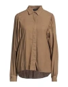 Dondup Woman Shirt Khaki Size 4 Cotton, Viscose, Silk In Beige