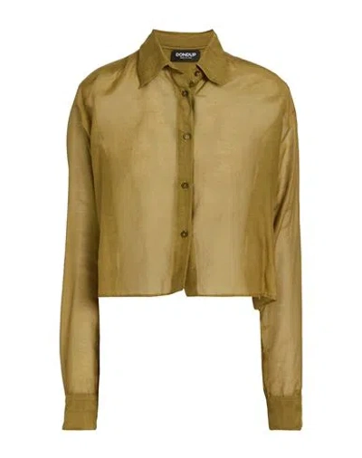 Dondup Woman Shirt Khaki Size M Cotton, Silk In Neutral