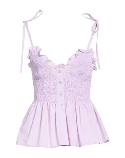 Dondup Woman Shirt Lilac Size 8 Cotton In Purple