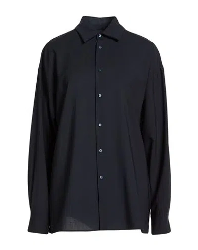 Dondup Woman Shirt Midnight Blue Size 6 Virgin Wool In Multi