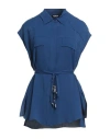 Dondup Woman Shirt Navy Size 8 Acetate, Silk