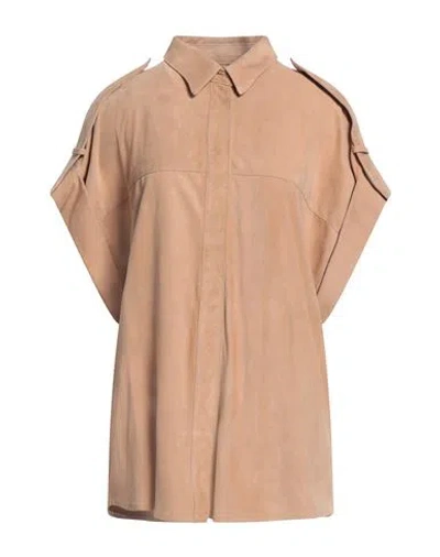 Dondup Woman Shirt Sand Size 4 Goat Skin In Beige
