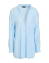 Dondup Woman Shirt Sky Blue Size 6 Cotton, Linen