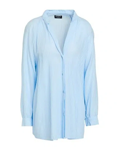 Dondup Woman Shirt Sky Blue Size 6 Cotton, Linen