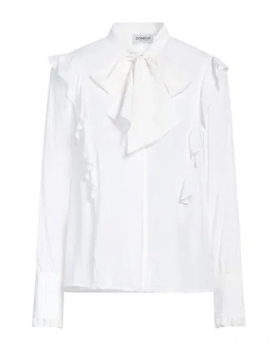 Dondup Woman Shirt White Size 8 Acetate, Silk