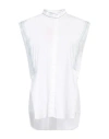 Dondup Woman Shirt White Size 8 Cotton, Elastane In White