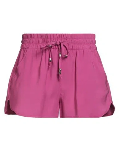 Dondup Woman Shorts & Bermuda Shorts Fuchsia Size 28 Viscose, Polyester In Purple