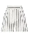 Dondup Woman Shorts & Bermuda Shorts Ivory Size 29 Cotton, Viscose, Acetate, Linen, Elastane In White