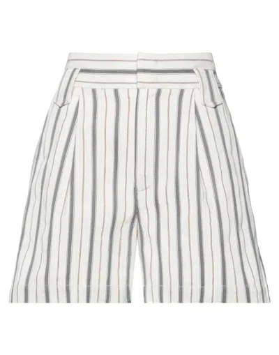 Dondup Woman Shorts & Bermuda Shorts Ivory Size 29 Cotton, Viscose, Acetate, Linen, Elastane In White