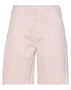 Dondup Woman Shorts & Bermuda Shorts Light Pink Size 26 Cotton, Linen, Elastane In Pink