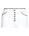 Dondup Embroidered Trim Denim Shorts In White