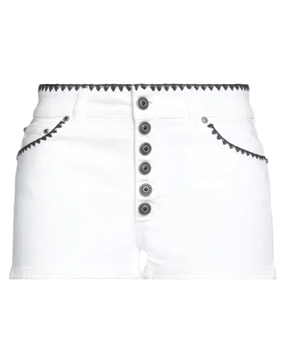 DONDUP DONDUP WOMAN SHORTS & BERMUDA SHORTS WHITE SIZE 29 COTTON, ELASTOMULTIESTER, ELASTANE
