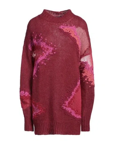 Dondup Woman Sweater Burgundy Size 6 Mohair Wool, Polyamide, Wool In Red