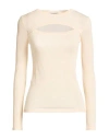 Dondup Woman Sweater Cream Size 4 Viscose, Polyester, Elastane In Multi