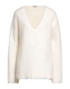Dondup Woman Sweater Cream Size 6 Wool, Polyamide, Mohair Wool, Acetate In White