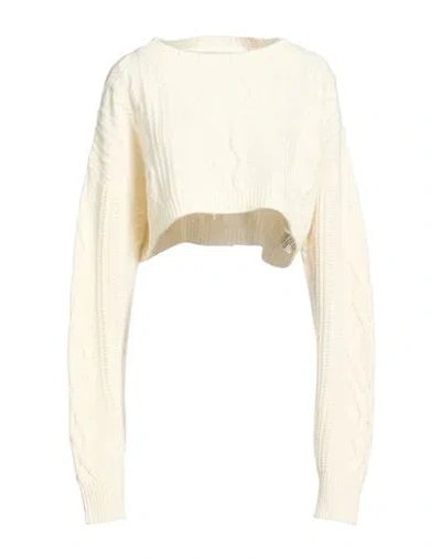 Dondup Woman Sweater Ivory Size 8 Wool, Polyamide In White