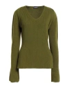 Dondup Woman Sweater Military Green Size 8 Wool