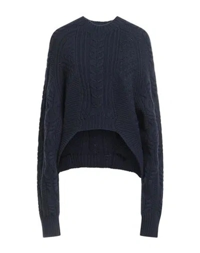 Dondup Woman Sweater Navy Size 6 Wool, Polyamide In Blue