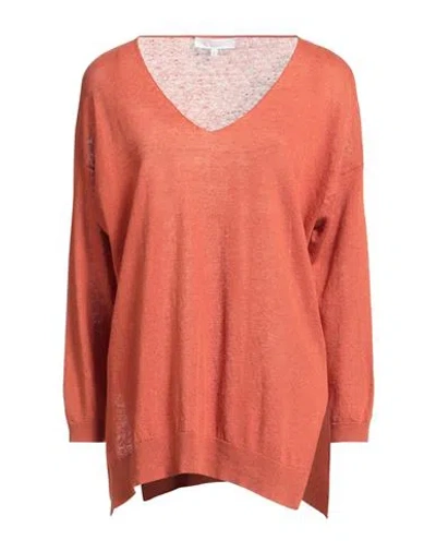 Dondup Woman Sweater Orange Size L Linen, Cotton