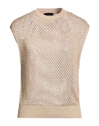 Dondup Woman Sweater Sand Size 2 Viscose, Cotton, Linen In Nude
