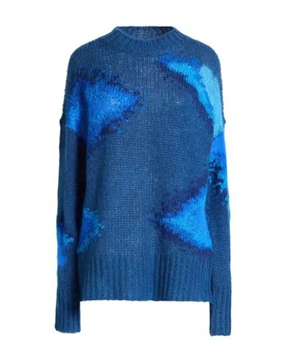 Dondup Woman Sweater Slate Blue Size 10 Acrylic, Polyamide, Mohair Wool