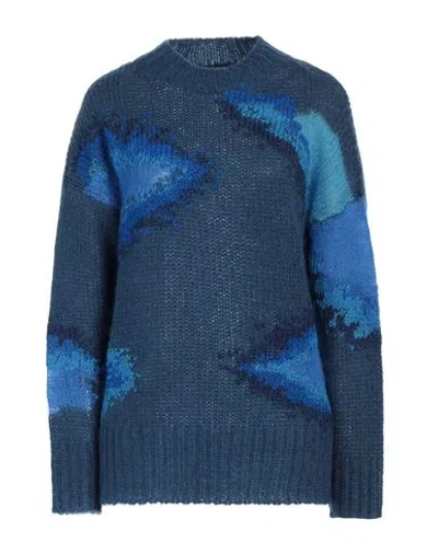 Dondup Woman Sweater Slate Blue Size 6 Mohair Wool, Polyamide, Wool