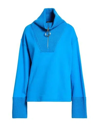 Dondup Woman Sweatshirt Azure Size L Cotton In Blue
