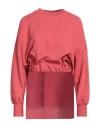 Dondup Woman Sweatshirt Coral Size M Cotton, Elastane In Red
