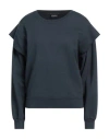 Dondup Woman Sweatshirt Midnight Blue Size L Cotton, Elastane