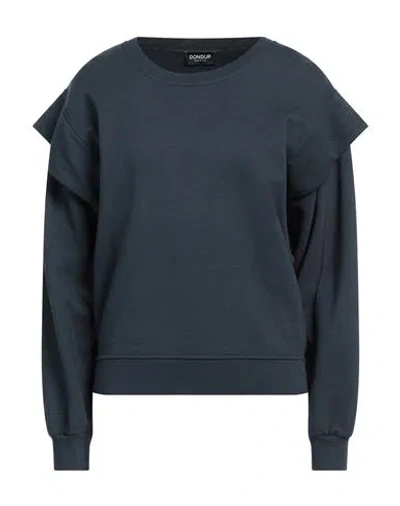 Dondup Woman Sweatshirt Midnight Blue Size L Cotton, Elastane