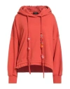Dondup Woman Sweatshirt Orange Size L Cotton, Elastane