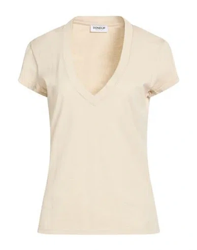 Dondup Woman T-shirt Beige Size L Cotton In Brown