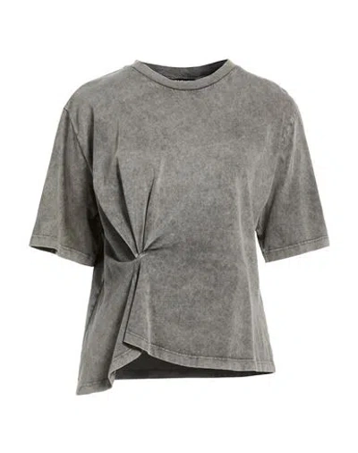 Dondup Woman T-shirt Grey Size L Cotton In Gray