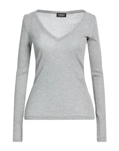 Dondup Woman T-shirt Grey Size L Cotton In Gray