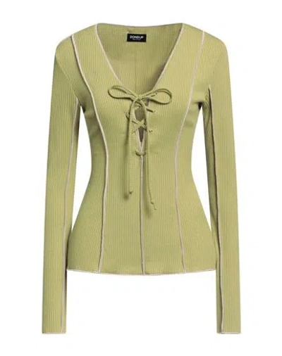 Dondup Woman T-shirt Lime Green Size M Polyester, Cotton, Elastane