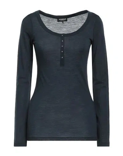 Dondup Woman T-shirt Navy Blue Size L Wool, Polyamide