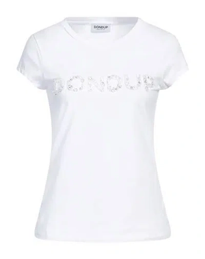Dondup Woman T-shirt White Size L Cotton, Elastane