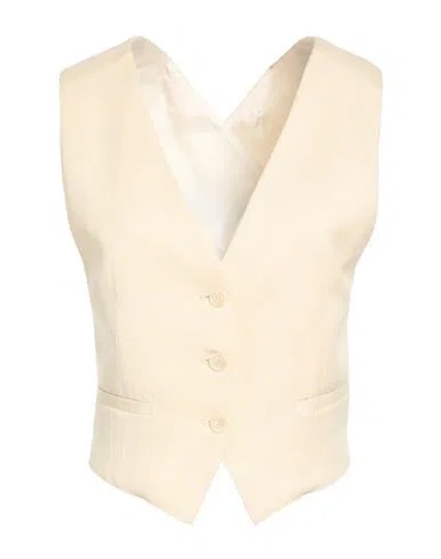 Dondup Woman Tailored Vest Ivory Size 8 Viscose, Linen In Neutral