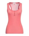 Dondup Woman Tank Top Coral Size L Viscose In Red