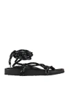 Dondup Woman Thong Sandal Black Size 7 Textile Fibers In Black