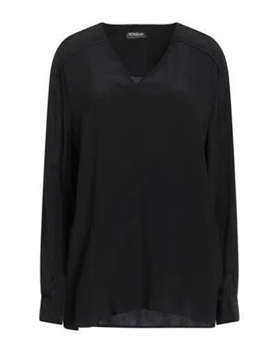 Dondup Woman Top Black Size 12 Acetate, Silk