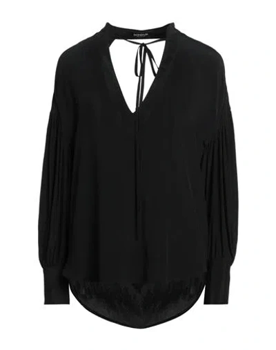 Dondup Woman Top Black Size 6 Acetate, Silk