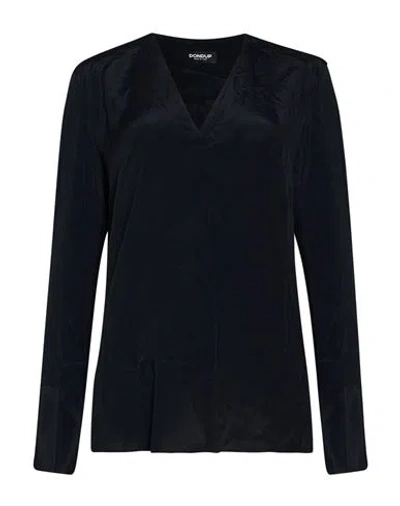 Dondup Woman Top Black Size 6 Acetate, Silk In Multi