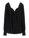 Dondup Woman Top Black Size 6 Acetate, Silk