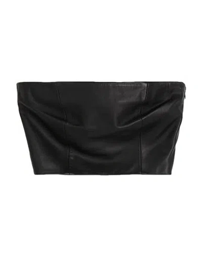 Dondup Woman Top Black Size 6 Lambskin