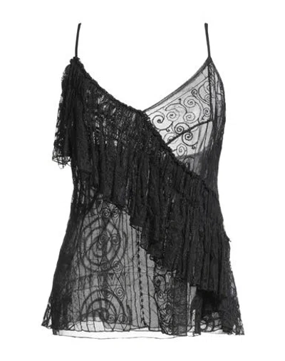 Dondup Woman Top Black Size 6 Polyamide, Polyester